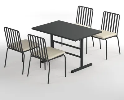 Produktbild von home24 Gartenessgruppe - 5-teilig - Stahl - Anthrazit