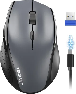 Produktbild von PRO Wiederaufladbar,Silent Funkmaus 6800 DPI, 2,4 GHz Computermaus, Ergonomische Griffe, 6 Tasten, Tragbar Maus für PC, Laptop,Chromebook, Mac