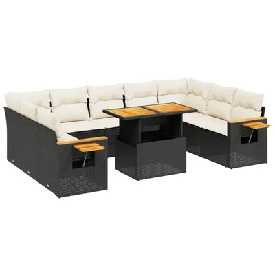 Produktbild von vidaXL 11-tlg. Garten-Sofagarnitur mit Kissen Schwarz Poly Rattan