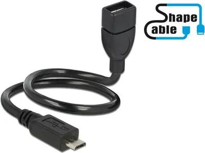 Produktbild von DeLOCK 83927, 0,35 m, Micro-USB B, USB A, USB 2.0, 0,48 Gbit/s, Schwarz