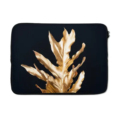 Produktbild von MuchoWow® Laptop Hülle 13 Zoll Blätter - Gold - Herbst - Natur - Luxus Laptoptasche - Laptophülle - Sleeve - Rundumschutz