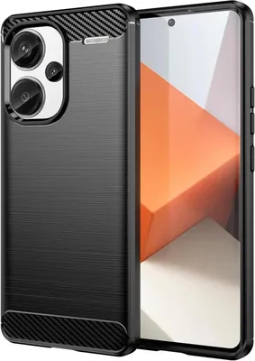 Produktbild von Conie Silikon Schutzhülle für Xiaomi Redmi Note 13 Pro Plus 5G Tasche Case Cover Bumper TPU Carbon Look Hülle in Schwarz