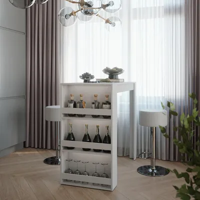 Immagine prodotto di Set di tavoli da bar Vicco Repose Bianco 57 x 117 cm con 2 sgabelli da bar, Model 55720