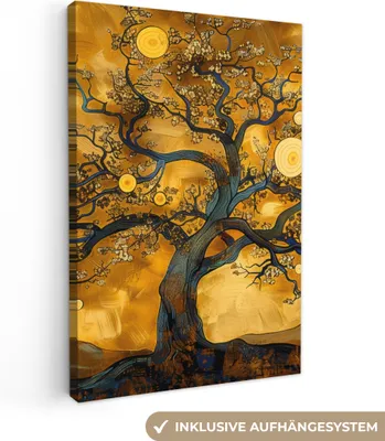 Obrázek produktu pro OneMillionCanvasses® - Plátno - Strom - Strom života - Abstraktní - Zlatá, nástěnná malba, nástěnné dekorace obrazy obývací pokoj, 60x90cm