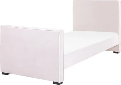 Zdjęcie produktu dla BELIANI Łóżko różowe welurowe tapicerowane 90 x 200 cm ze stelażem nowoczesne do sypialni pokoju dziecięcego