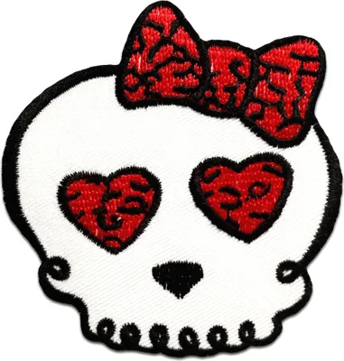 Produktbild von Totenkopf Emo Girly - Aufnäher, Bügelbild, Aufbügler, Applikationen, Patches, Flicken, Zum Aufbügeln, Größe: 7,5 x 7,5 cm