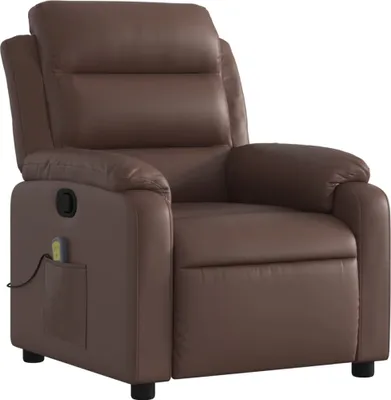 Image de vidaXL Fauteuil de massage brun similicuir