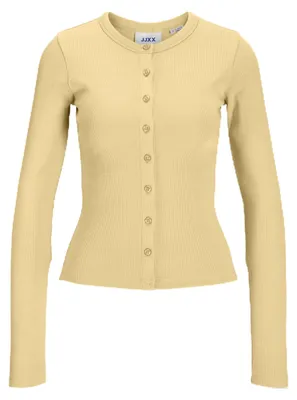 Productafbeelding van JJXX Damen Jxfifi Ribtrui met knoopjes, kleur: Sunlight, maat: M