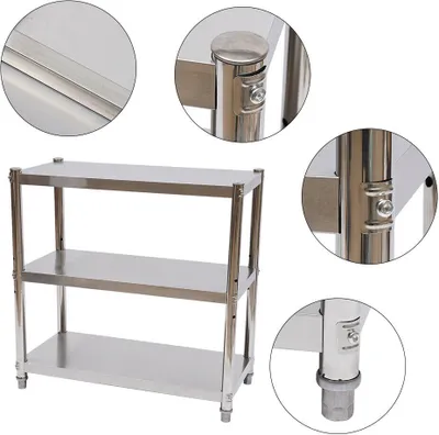 Produktbild von Kuchyňský regál z nerezové oceli 3 police Heavy Duty Shelf Gastro Shelf Storage Shelf 80x80x40cm