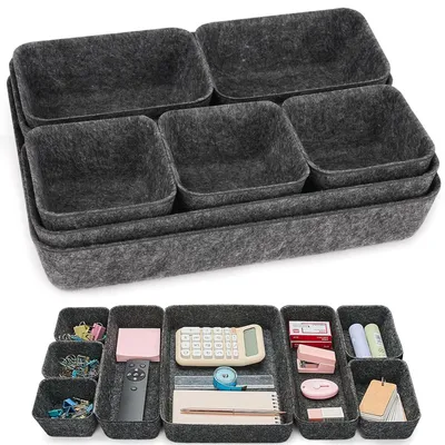 8-teiliger Lade-Organizer aus Filz, modular, grau