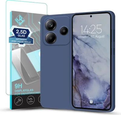 Produktbild von Hülle für Xiaomi Redmi Note 14 5G mit 9H Displayglas Displayschutz Plus Case Cover Bumper Silikon Softgrip Schutzhülle Farbe: Lavendelblau