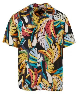 Image de Urban Classics - Chemise de plage imprimée sur toute la surface pour hommes TN1430 (4XL) (noir/coloré)