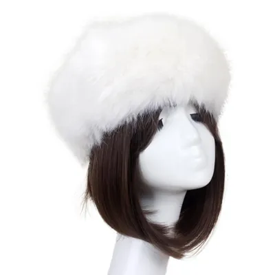 Produktbild von Mode Flauschige Faux Fuchs Pelz Frauen Hut Winter Ski Kopf Ohr Wärmer Stirnband Cap-Beige