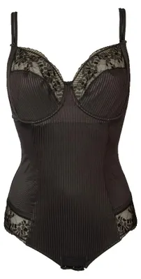 Produktbild von CHANTELLE Damen-Body mit vorgeformten Körbchen und Bügeln, verstellbaren Schnürsenkeln und Spitzeneinsätzen, Artikel 1387, Fra 90D - Eur 75D - Ita 3D - Uk 34D - Usa 34D, Poliestere 47%,Poliammide 39%,Elasthan 14%