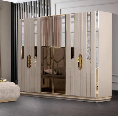 Produktbild von Kleiderschrank Holzschrank Moderne Garderobenschrank Schrank Beige