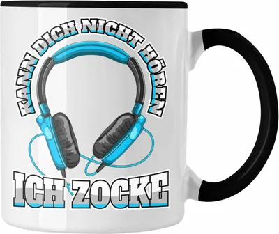 Produktbild von Trendation - Gamer Tasse Geschenk Jungen Zocker Mitbringsel Männer Tassen Zocken Gaming Geschenkideen PC Kinder Zubehör Spruch Lustig (Schwarz)
