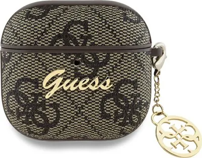Produktbild von GUESS Schutzhülle für AirPods 4, Guess 4G Charm Collection Case, Braun