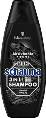 Produktbild von Schwarzkopf Schauma Shampoo 3in1 MEN Aktivkohle + Tonerde 350 ml