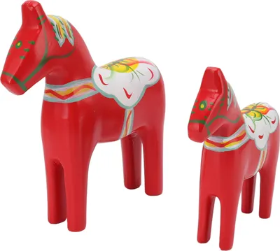 Produktbild von 1 Paar hölzerne schwedische Dala-Pferd-Dalecarlian-Statuenfigur für Ornamente, Dekoration