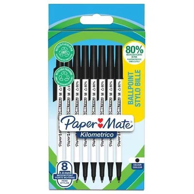 Image de Paper Mate - Stylo bille Papiermate Kilometriko recyclé m noir | Souffler un 8 -piéce