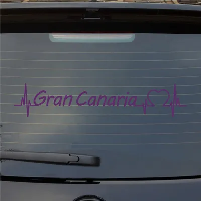Produktbild von Heckscheibenaufkleber Gran Canaria Puls Herzschlag Auto- mit Insel Motiv 55x11 cm Lila Auto Aufkleber Sticker