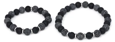 Immagine prodotto di Bracciale minerale per padre e figlio MINK58/SET (onice, pietra lavica)