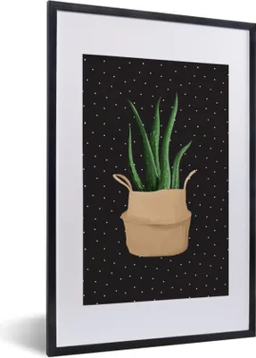 Produktbild von MuchoWow® MuchoWow® Gerahmtes Poster Pflanze - Aloe Vera - Pflanzgefäß 40x60 cm - Poster mit zchwarzem Bilderrahmen - Poster in Rahmen
