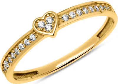Produktbild von 8K Goldring mit Herz und Zirkoniasteinen 333er Gold (Größe: 56mm)
