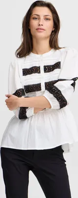 Image de b.young BYICOT Chemise pour femme Chemise à manches 3/4 Boutons Manches bouffantes Coupe régulière