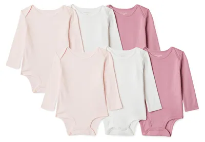 Obrázok produktu pre A. Základné bavlnené body s dlhým rukávom pre bábätká (unisex), balenie 6 kusov, viacfarebné