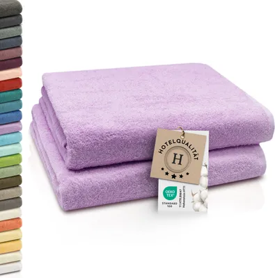 Produktbild von 2er Set Badetücher, 100% Baumwolle, 100x150 cm, 420g/qm, lila