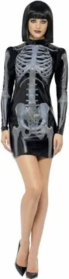 Immagine prodotto di Fever Collection, costume da scheletro Miss Whiplash, nero, con abito stampato M