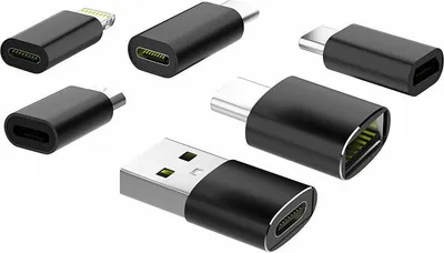 Image de 6 adaptateurs USB OTG - USB / Micro USB / USB-C / Lightning