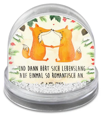 Produktbild von Mr. & Mrs. Panda Schneekugel Weihnachten Füchse Liebe - Naturpapier - Geschenk, Schüttelkugel, Ehe, Weihnachts, schnee kugel, Fuchs, Freundin, Paar, dekoartikel