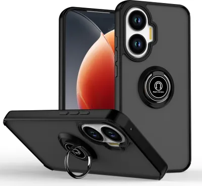Obrázek produktu pro Pouzdro pro Xiaomi Poco F7/Redmi Turbo 4 Pro 5G matné průsvitné TPU pouzdro s prstencovým držákem a stojánkem Černý