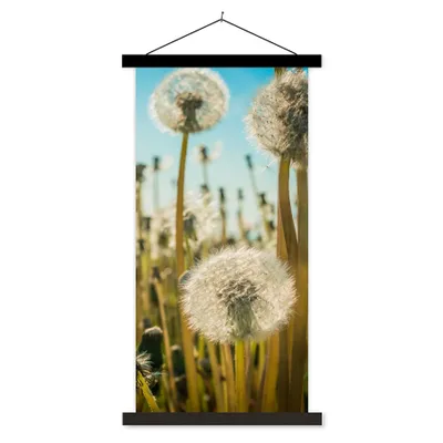 Produktbild von MuchoWow® Textilposter Blumen - Löwenzahn - Gras 60x120 cm mit schwarzem Rahmen - Magnete