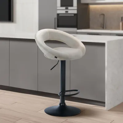 Produktbild von Barhocker HLO-CP288 Samt schwarz creme
