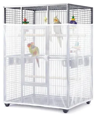Produktbild von Vogelkäfig Abdeckung Groß, Universal Samenfänger Netz, Weiß, Polyester, 30x300 cm