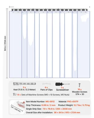 Produktbild von Vorhang aus PVC, flexibles Material, einfache Installation, 36x84in