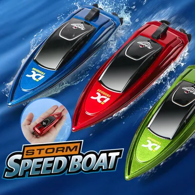 Produktbild von Mini-Fernbedienung Hochgeschwindigkeits-RC-Boot Led Light Palm Speed Boat Sommer-Wasser-Pool-Spielzeug - rot