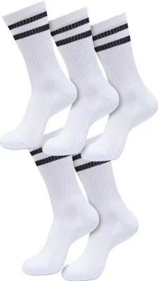 Image de Urban Classics TB6801 | Double Stripe Socks 5-Pack Chaussettes - Couleur : White/Black - Taille : 35-38