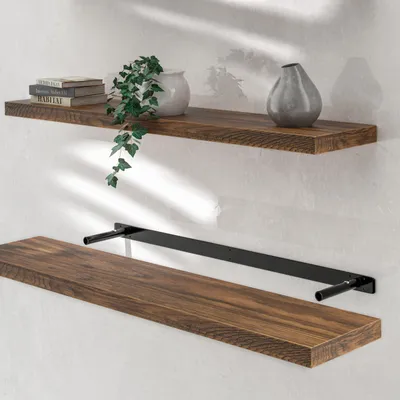Immagine prodotto di Casaria Mensola da Parete Legno 110cm Supporto 50-110cm Pensile 15kg Cucina Libreria Quercia Scura