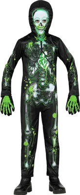 Produktbild von Overall Verseuchtes Skelett Halloween schwarz grün, Groesse:158