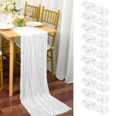 Produktbild von Seihtuch-Tischläufer 10 Stück Weiß 90 x 300 cm Gaze-Stoff Boho Käsetuch für Hochzeiten