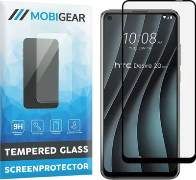 Produktbild von Mobigear Premium  HTC Desire 20 Pro Panzerglas Gehärtetes Glas Displayschutz - Hüllenfreundlich - Schwarz