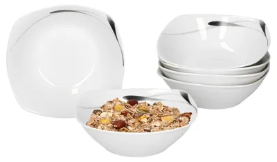 Zdjęcie produktu dla zestaw 6 miseczek na sałatkę Lima 14,2 cm porcelana biała z dekoracją