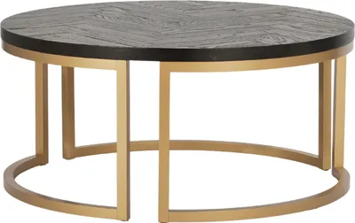 Image de FURNLUX Table basse Sevilla Noir Et Or 90cm / Couleur principale : Noir / Dimensions : 90 x 40 x 90 cm