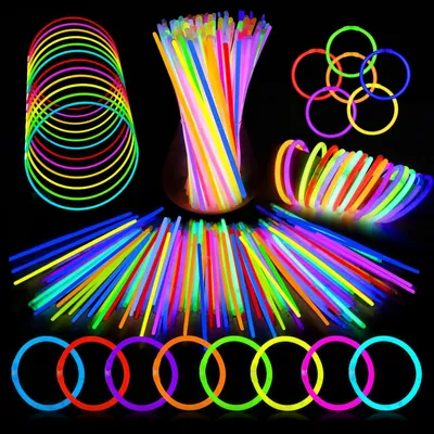 Leuchtstäbe Neon 100er-Pack mit Verbindern für Armbänder