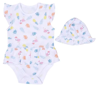 Produktbild von Body Kleid Hut Baumwolle tropi Tiny - 3-6M - 62CM - Weiß | by Kitikate