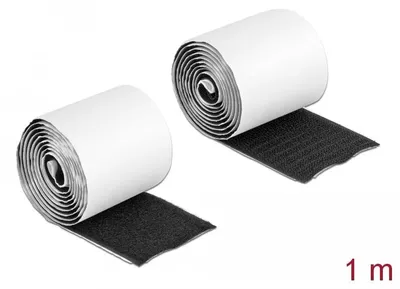 Produktbild von DeLOCK Klettband selbstklebend mit Haft- und Flauschband L 1 m x B 50 mm schwarz, Kunststoff, Schwarz, 50 mm, 1 m, 1 Stück(e), Polybag